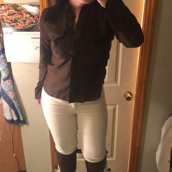 Lauren by Ralph Lauren sheer silky button down - Picture 8 of 8